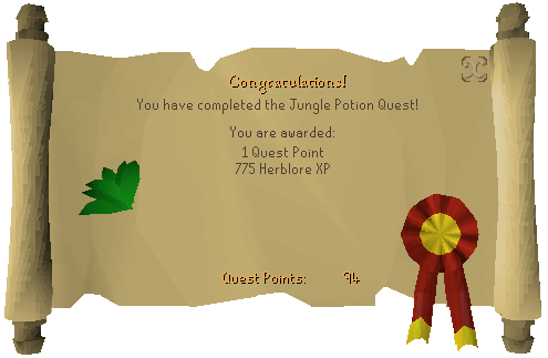 Jungle Potion reward scroll